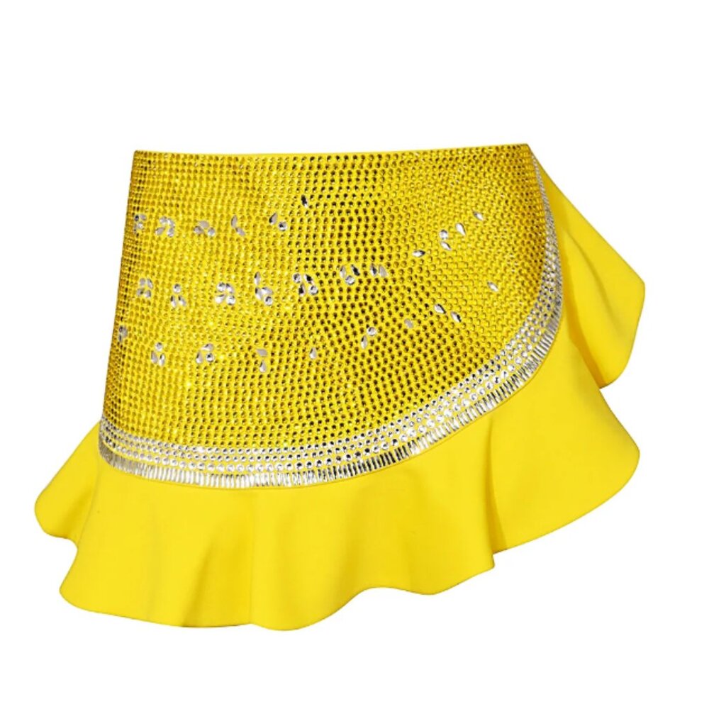 NWT AREA Crystal Watermelon Ruffled Mini Skirt in size 4